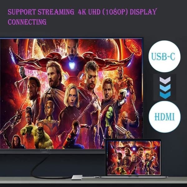 USB-C till HDMI-adapter - Ospecificerad - 4K - USB 3.0 - PD-laddning - Aluminium