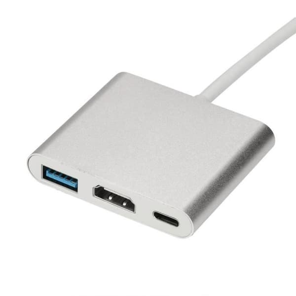 Typ C till 4K HDMI USB3.0 Laddare HUB Adapter USB-C 3.1 Konverterare för Macbook silver