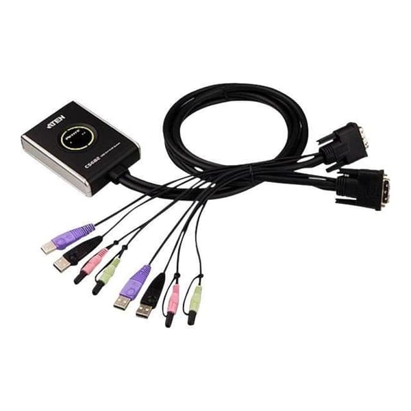 ATEN CS682 2-ports KVM-switch, DVI-D, USB, Au... Svart