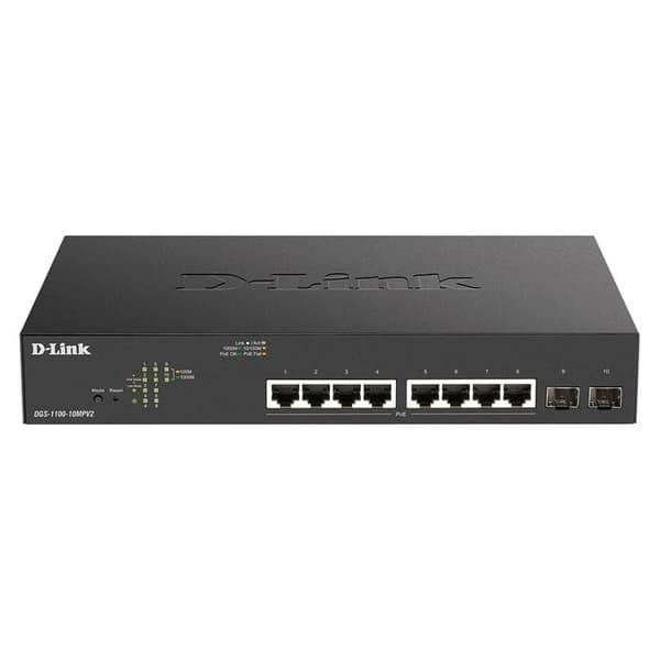 DLINK 10-portars PoE+ Gigabit Smart Switch 10-portars PoE+ Gigabit Smart Switch Svart