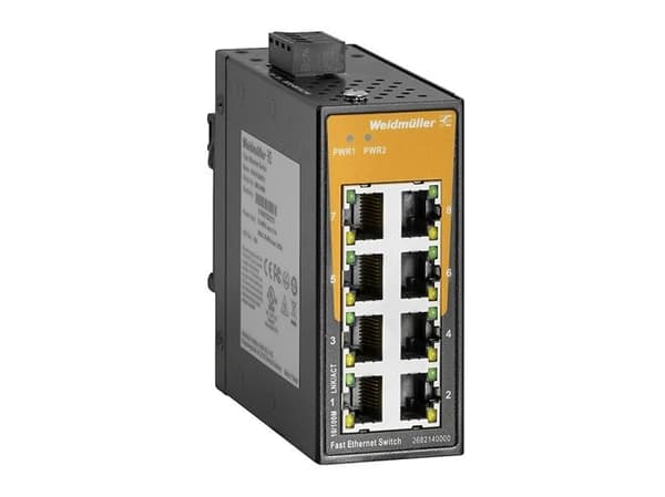 Netværksswitch Fast 8xRJ45 IP30 Sort, Oransje