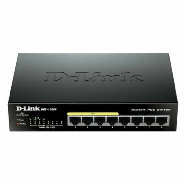 Switch D-Link DGS-1008P/E 16 Gbps Svart