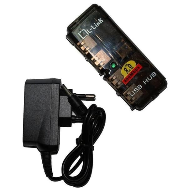 USB-hubb - L-LINK - 4 portar - USB 2.0 - Plug &amp; Play - Strömförsörjning