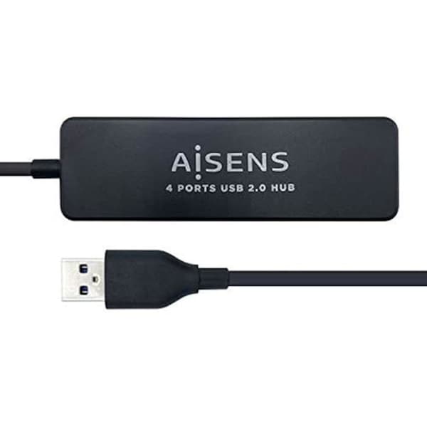 Aisens USB 2.0 Hub Typ A/M-4xtyp A/H Svart 30 cm