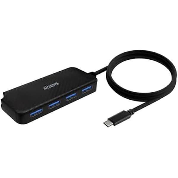 AISENS A109-0716 USB 3.1 USB-C Hub, USB-C/M-4X Typ A/H, Svart, 60 cm