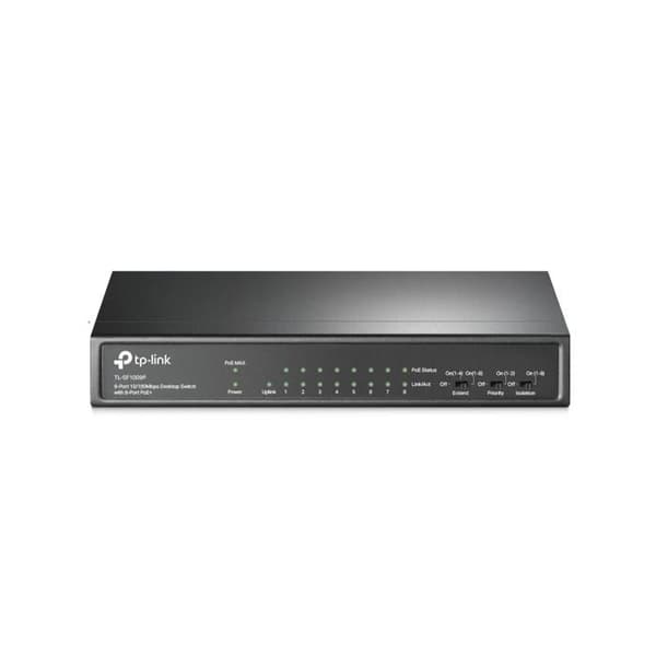 TPLINK TL-SF1009P 9-portars PoE+ Switch TL-SF1009P PoE+ Switch 8x 10/100Mbps PoE+ + 1x RJ45 10/100 Non-PoE 65W 802.3at/af Desktop Svart