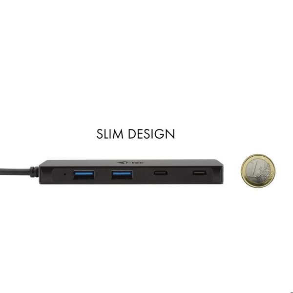 USB-hub - i-Tec - C31HUBMETAL2A2C - Svart - Plugg och kör - 2 portar USB A 3.2 Gen 1