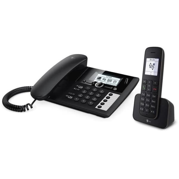 Deutsche Telekom 40753987 - KVM SWITCH - Telekom Sinus PA 207 Plus 1 svart bordstelefon + extra handenhet Svart