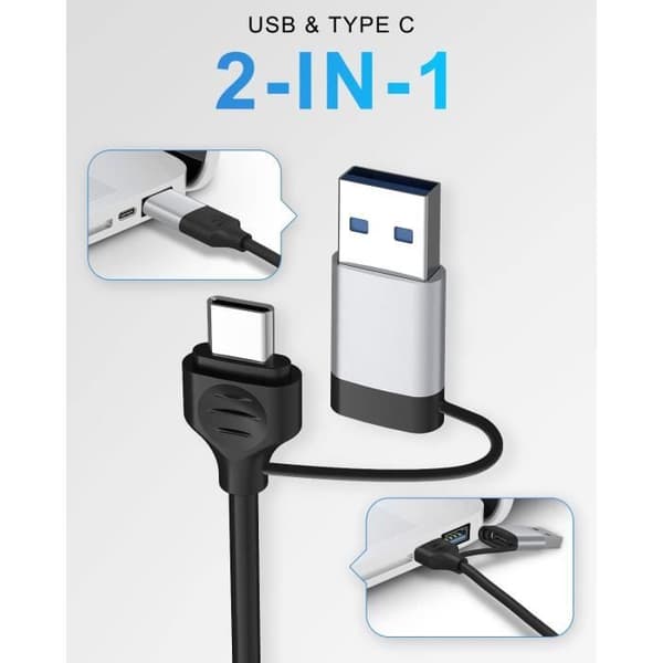 USB C-hubb, 1 port USB 3.0, 3 portar USB 2.0, PD 5W, med USB-C datadelare USB Bärbar för MacBook Pro/Air m.m., Grå