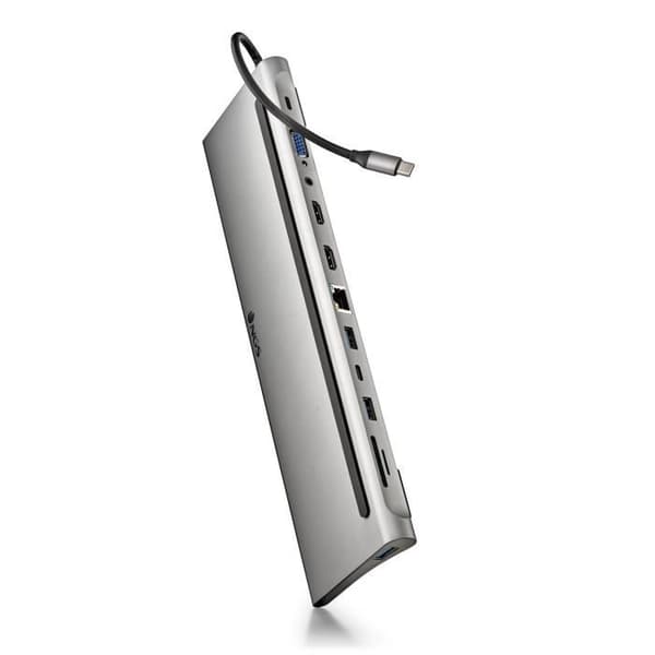 Multi-port USB-C-adapter - NGS - WONDER DOCK 12 i 1 - 2x HDMI - VGA - Snabbladdning 100W