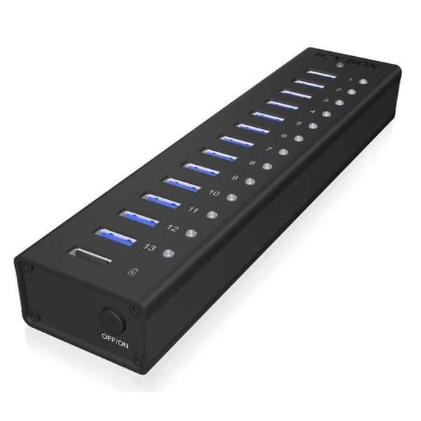 USB 3.0-hubb - IBICO - 13 portar - Kompatibel med MacOS, Linux, Windows - Svart - Kompakt
