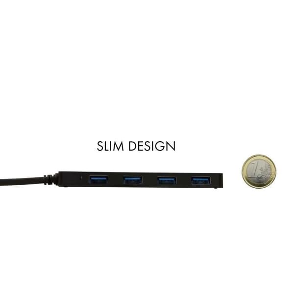 USB-C HUB I-TEC med 4 USB 3.0-portar med integrerad kabel 20 cm
