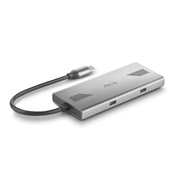 USB-hubb - NGS - WONDERDUO-C - 4 portar (2 USB-C + 2 USB-A) - Aluminium - 5 Gbps
