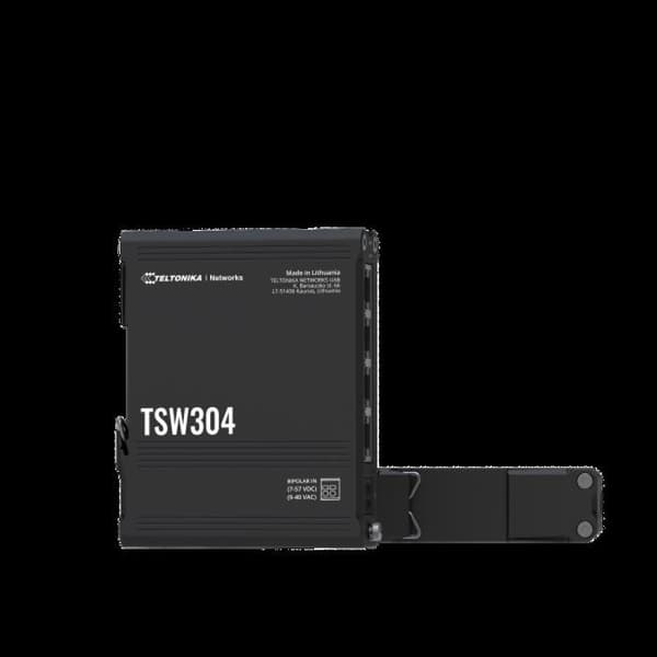 Industriell switch TSW304 - TELTONIKA - 4 portar - Din-skena montering Svart