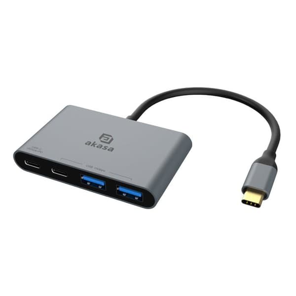 USB-hubb - AKASA - Aluminium 4 i 1 - 10 Gbps - 4 portar - Kompatibel med Mac/Windows/Linux