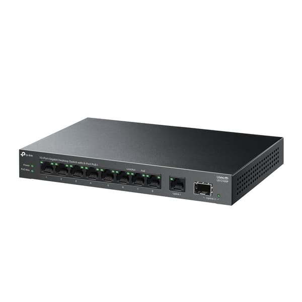 TP-Link LiteWave 10-porttinen Gigabit Desktop Switch ja 8-porttinen PoE+