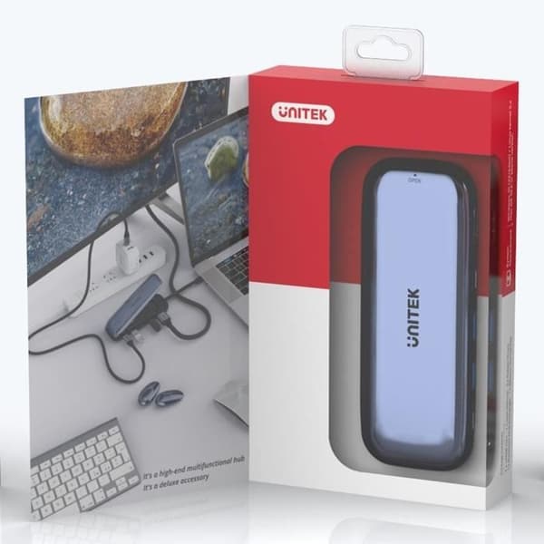 UNITEK UHUB H6 USB TYPE-C 10000 MBIT-S GRÅ (D1046A)