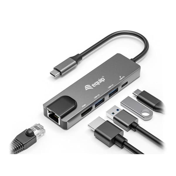Multifunktionsadapter - EQUIP - 133489 - HDMI 4K/30Hz - Gigabit LAN - USB 3.2 Gen1 - USB PD 100W