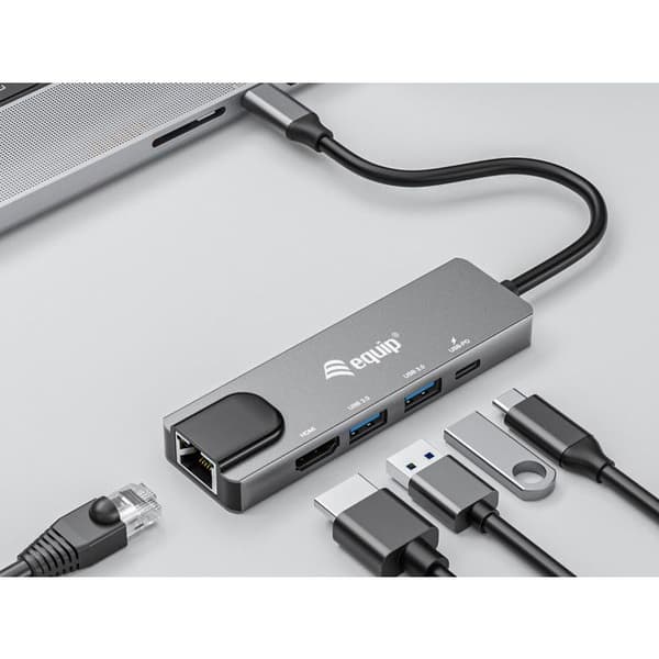 Multifunktionsadapter - EQUIP - 133489 - HDMI 4K/30Hz - Gigabit LAN - USB 3.2 Gen1 - USB PD 100W