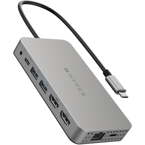 USB-C-hub - HyperDrive - 10 i 1 - 4K HDMI - Snabbladdning - Dubbel 4K-skärm