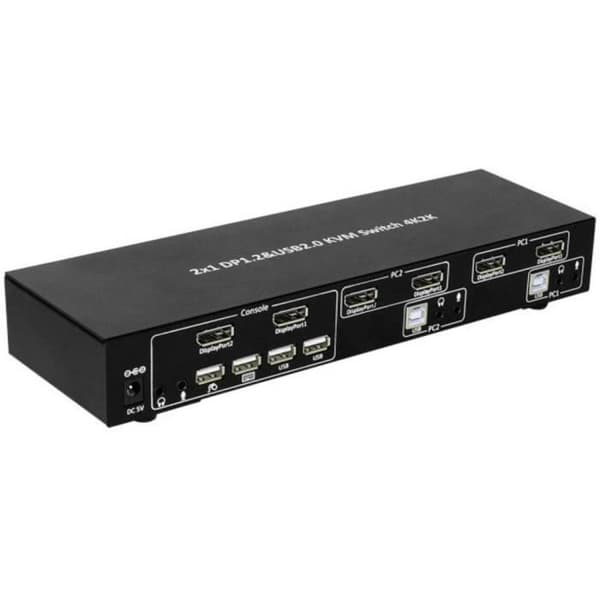 TECHly IDATA-DP-KVM2 IDATA-DP-KVM2 DisplayPort nätverksswitch 2 Display-Port-portar 3840 x 2160 pixlar 1 st(s)