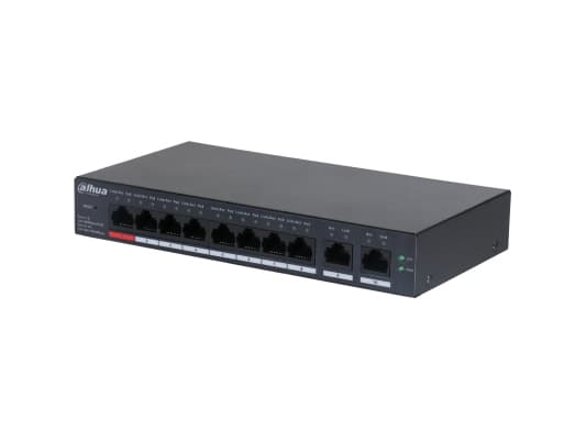 Dahua Technology DH-CS4010-8ET-110, hanterad, L2, Fast Ethernet (10/100), Strömförsörjning via Ethernet (PoE) stöd Svart