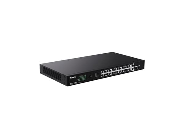 Tenda TEG1128P-24-250W, Ohanterad, Gigabit Ethernet (10/100/1000), Strömförsörjning via Ethernet (PoE) stöd, Rackmontering, Monteringsbar på väggen