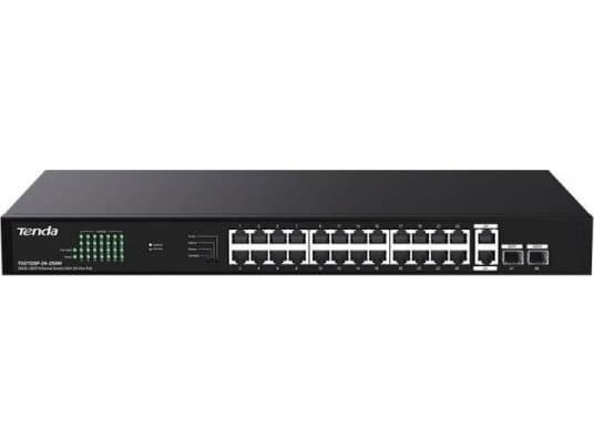 Tenda TEG1128P-24-250W, Ohanterad, Gigabit Ethernet (10/100/1000), Strömförsörjning via Ethernet (PoE) stöd, Rackmontering, Monteringsbar på väggen