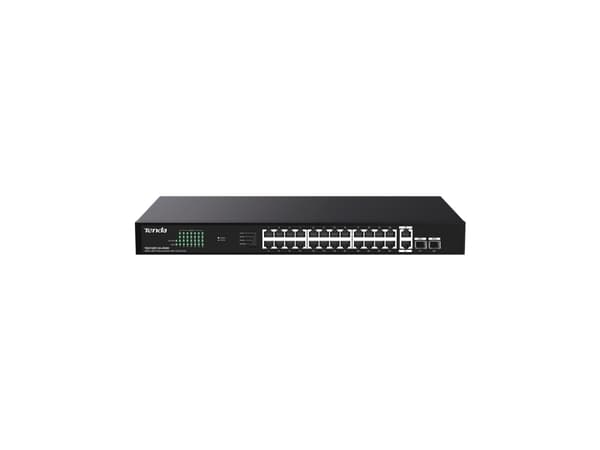 Tenda TEG1128P-24-250W, Uhåndtert, Gigabit Ethernet (10/100/1000), Strøm over Ethernet (PoE), Rack-montering, Kan monteres på vegg