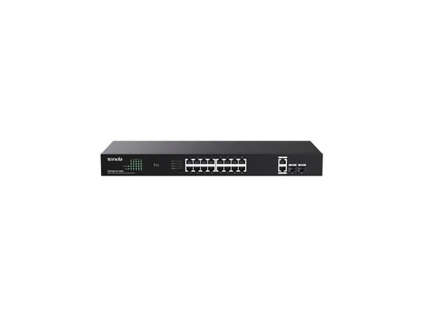 Tenda TEG1120P-16-150W, Ohanterad, Gigabit Ethernet (10/100/1000), Strömförsörjning via Ethernet (PoE) stöd, Rackmontering, Monteringsbar på väggen