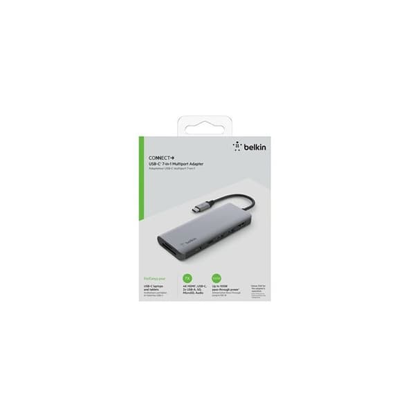 USB-C Hub - Belkin - 7-portars dockningsstation - 100 W strömförsörjning - 4K HDMI - RJ-45