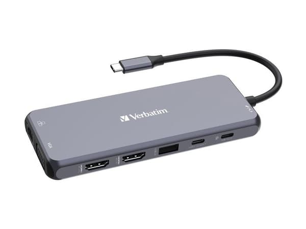Hub USB-C - Verbatim - CMH-14 - 2x HDMI - 1x VGA - 10 portar