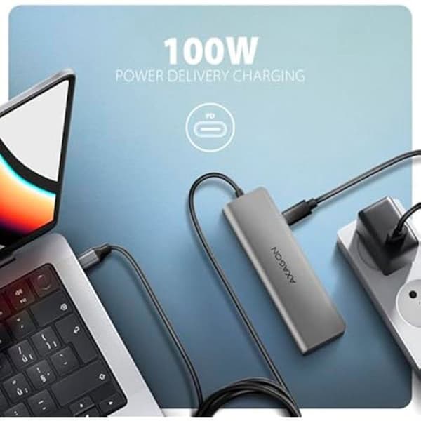 USB-C-hubb - AXAGON - HMC-5H - 3 portar USB-A - 1 portar HDMI 4K - PD 100W - Silver