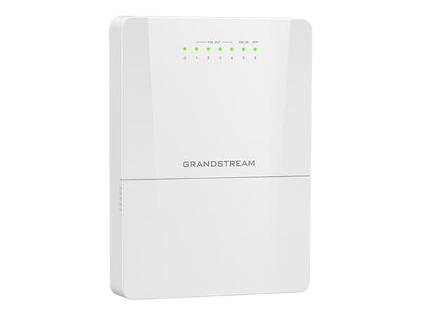 Grandstream GWN7710 Series GWN7710R - Switch - Styrt - 5 x 10/100/1000 (PoE) + 1 x 1/2.5G SFP - stangmonterbar, veggmonterbar, DIN-skinnemonterbar - Hvit