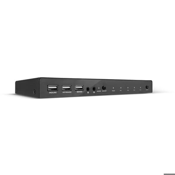 4K60 HDMI KVM Switch, USB 2.0 &amp; Audio, 4 portar Svart
