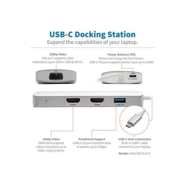 TRIPP LITE U442-DOCK12-S USB 3.1 HUB &amp; KONCENTRATOR (3.1 GEN 2) TYP