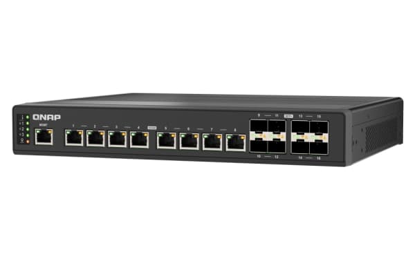 QNAP QSW-IM3216-8S8T - Switch - Administrerad - 8 x 10 Gigabit SFP+ + 8 x 100/1000/2.5G/5G/10GBase-T - rackmonterbar, väggmonterbar - för QNAP CAB-DA