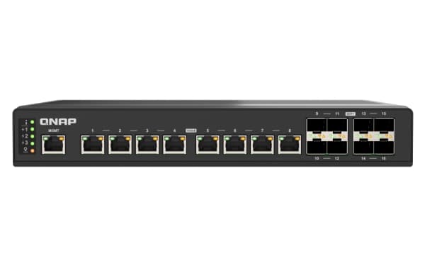 QNAP QSW-IM3216-8S8T - Switch - Administrerad - 8 x 10 Gigabit SFP+ + 8 x 100/1000/2.5G/5G/10GBase-T - rackmonterbar, väggmonterbar - för QNAP CAB-DA