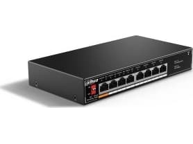 Dahua Technology PoE SF1008LP, Uhåndtert, L2, Fast Ethernet (10/100), Full tosidig, Strøm over Ethernet (PoE), Kan monteres på vegg