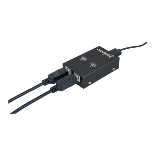 Manhattan USB-A Automatic Sharing Switch, 2x USB-B Ports, 480 Mbps (USB 2.0), Dual Control (Auto-Sensing or Manual), Bus Powered, Hi-Speed USB, inc 1x