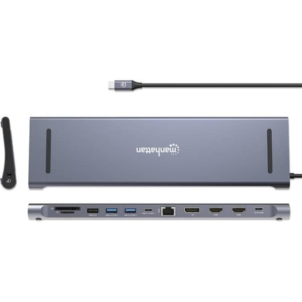 Multiport-adapter - MANHATTAN - 12 i 1 - 4K 60Hz - HDMI, DisplayPort, USB-A