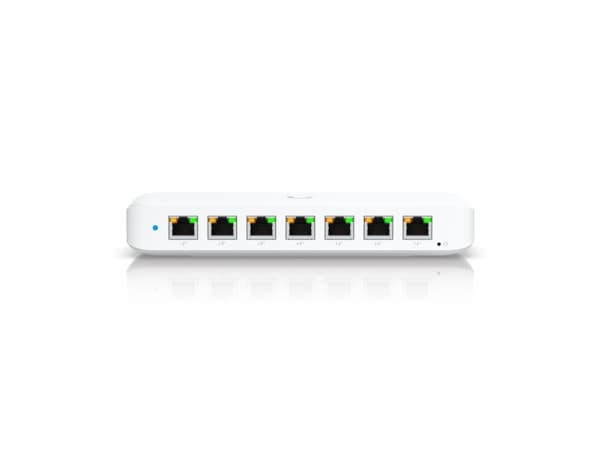 Ubiquiti UniFi Switch Ultra 210W - Switch - Administrerad - 7 x 10/100/1000 (PoE+) + 1 x 10/100/1000 (PoE++) - skrivbordsmodell, väggmonterbar - PoE+