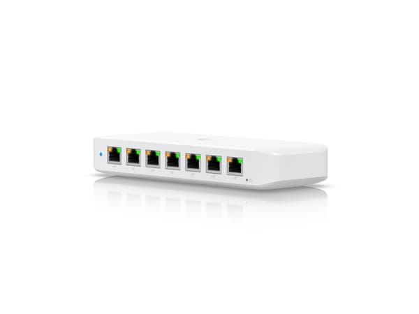 Ubiquiti UniFi Switch Ultra 210W - Switch - Administrerad - 7 x 10/100/1000 (PoE+) + 1 x 10/100/1000 (PoE++) - skrivbordsmodell, väggmonterbar - PoE+