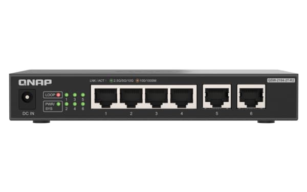 QNAP QSW-2104-2T-R2, Hallitsematon, 10G Ethernet (100/1000/10000), pöytätietokoneet