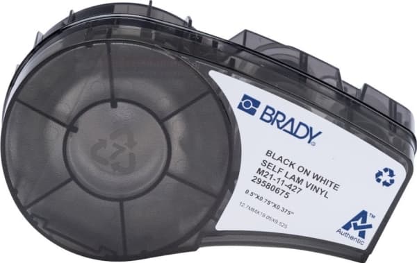 Brady B-427 - Vinyl - matt - permanent akryl-adhesiv - 101,6 mikroner - svart på hvitt - 12.7 x 19.05 mm 150 etikett(er) (1 rull(er) x 150) selvlamin