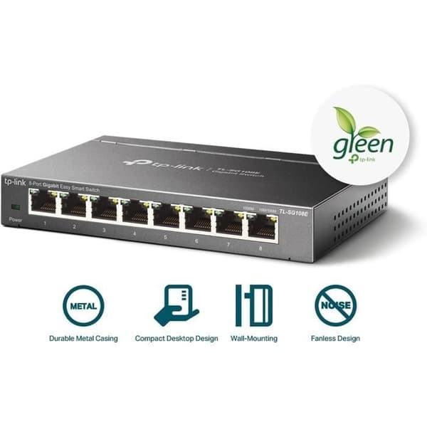 Tp Link nätverksswitch 8-portars skrivbordsswitch 10/100/1000 Mbps