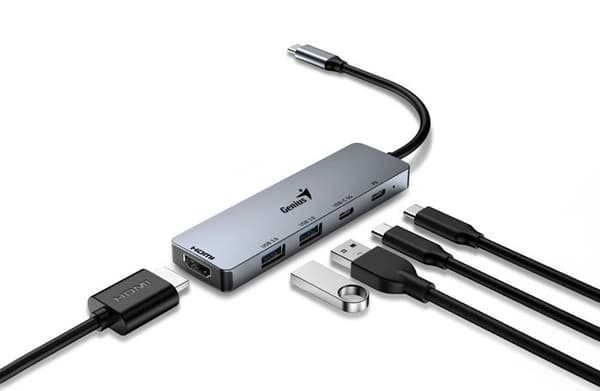 Hub Genius Uh-500 5 I 1 Usb Typ C Till Hdmi 2xusb 3.0 2xusb C
