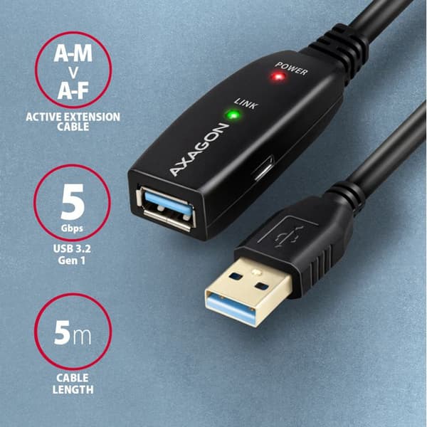 USB-kabel - AXAGON - ADR-305 - Aktiv - 5m - USB 3.2 Gen 1