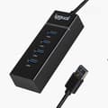 Miniatyrbild 1 av 2: USB-hubb - IGGUAL - 4 USB 3.0-portar - Hastighet 5 Gbit/s - Färg Svart - Typ USB-A