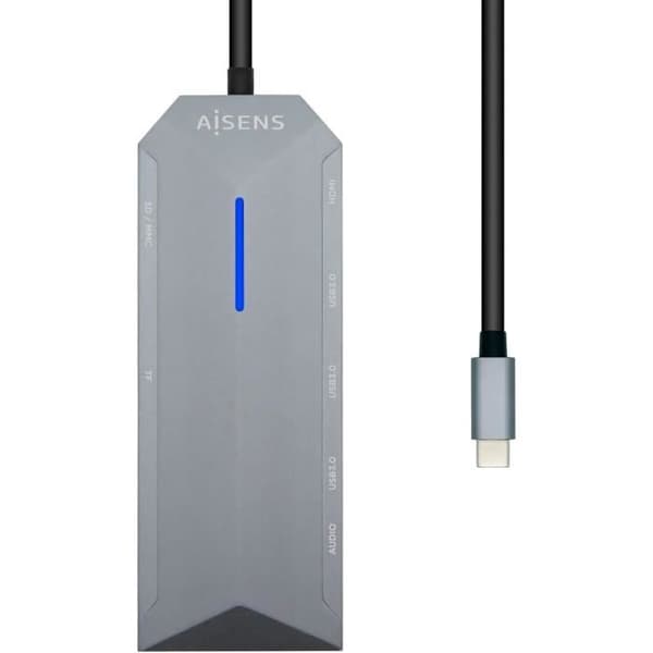 Dock USB-C 9 i 1 - AISENS - ASUC-9P001-GR - Aluminium - 100W PD - 4K HDMI